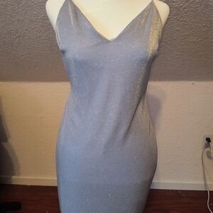 Silver Glitter Homecoming Dress